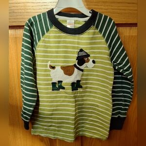 Gymboree 4T Green Striped Dog Shirt